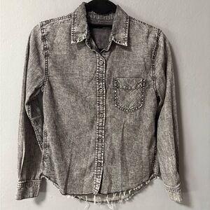 Black Tape Tencel Gray Vintage Wash Button Down Shirt. Size XSP